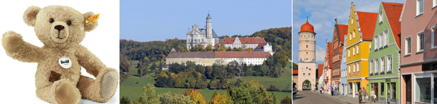 Erlebnismuseum von Margarethe Steiff - Besichtigung des Klosters Neresheim - Stadtbesichtigung Nördlingen 